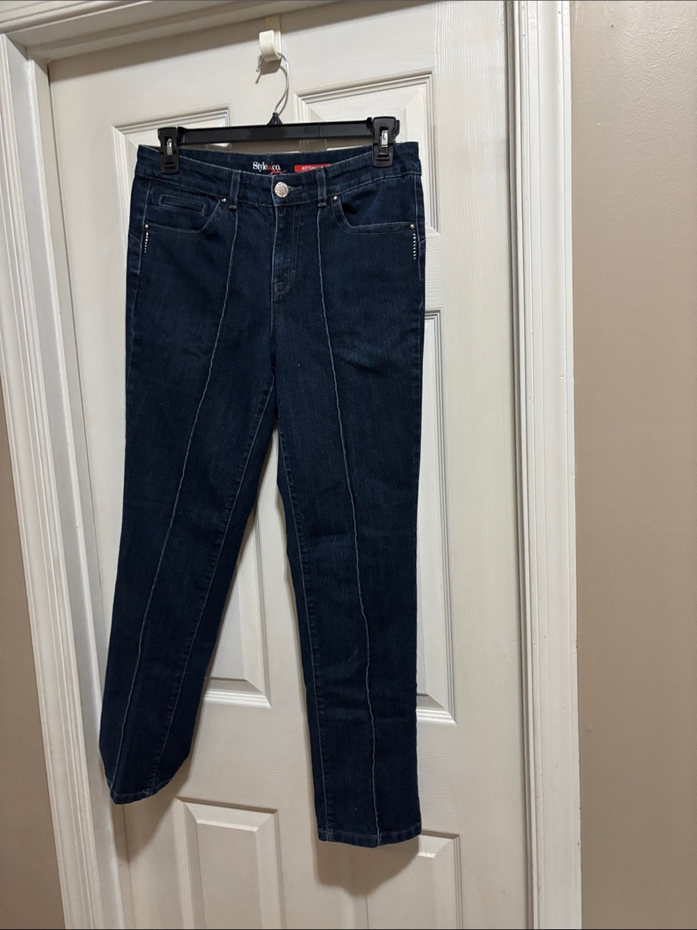 Indigo Straight-Leg Jeans with Front Seams